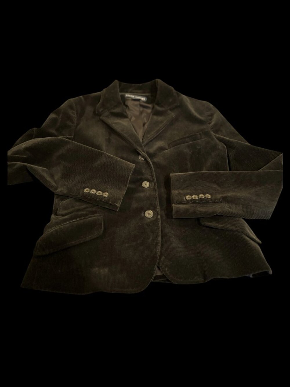 Ralph Lauren Charcoal Black Corduroy Hacking Blazer Jacket - Size 4